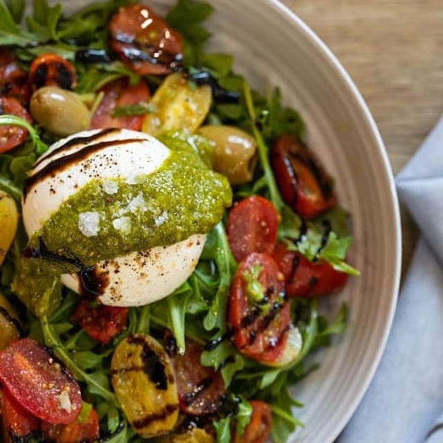 Pesto Burrata Salad.